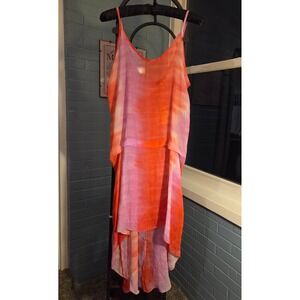 See You Monday Tie Dye Hi-Lo Dress‎ Shear Sleeveless Beach Cover Up Size M NWT